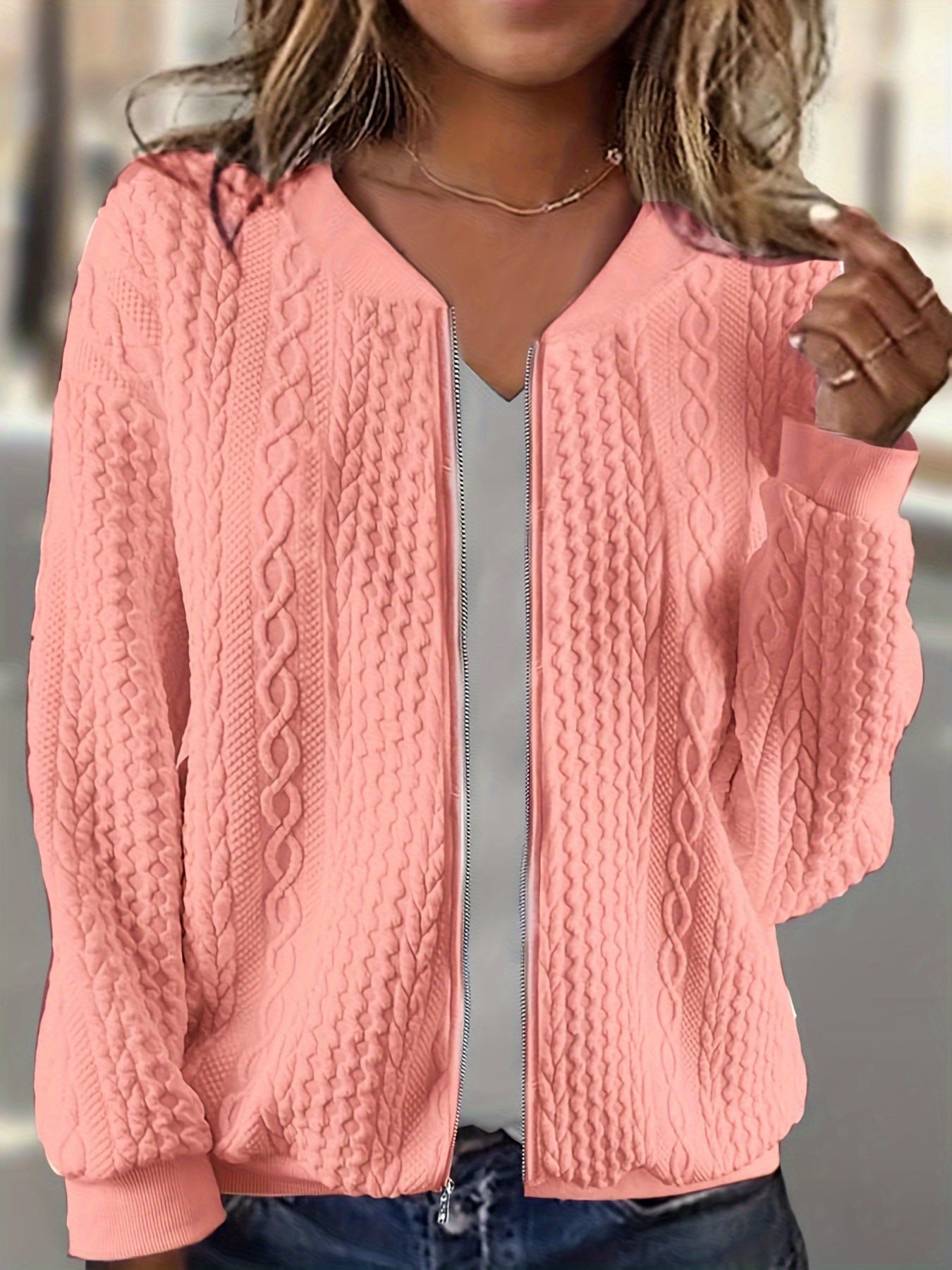 The Claire Sweater™ — Textured Zip Cardigan