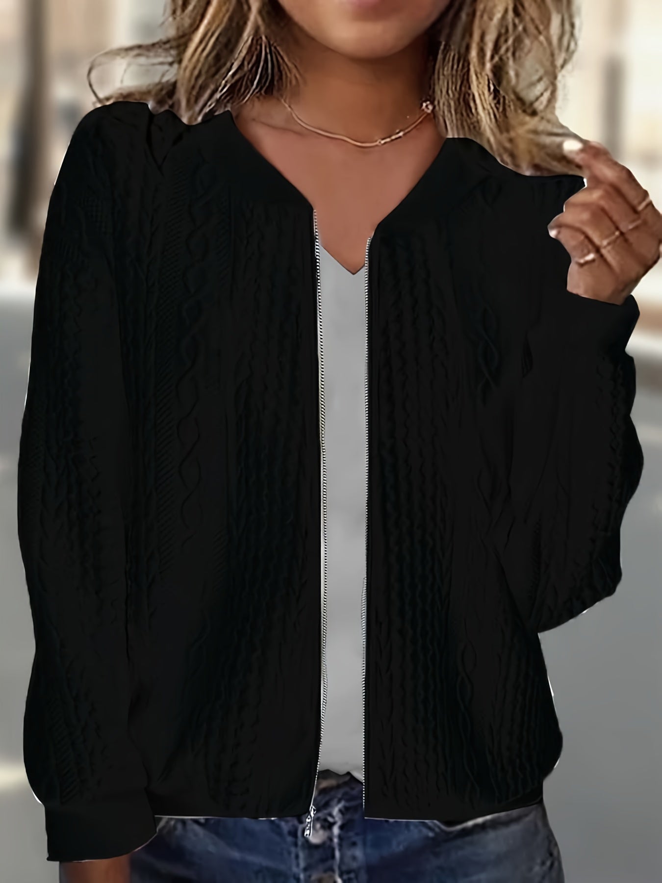 The Claire Sweater™ — Textured Zip Cardigan