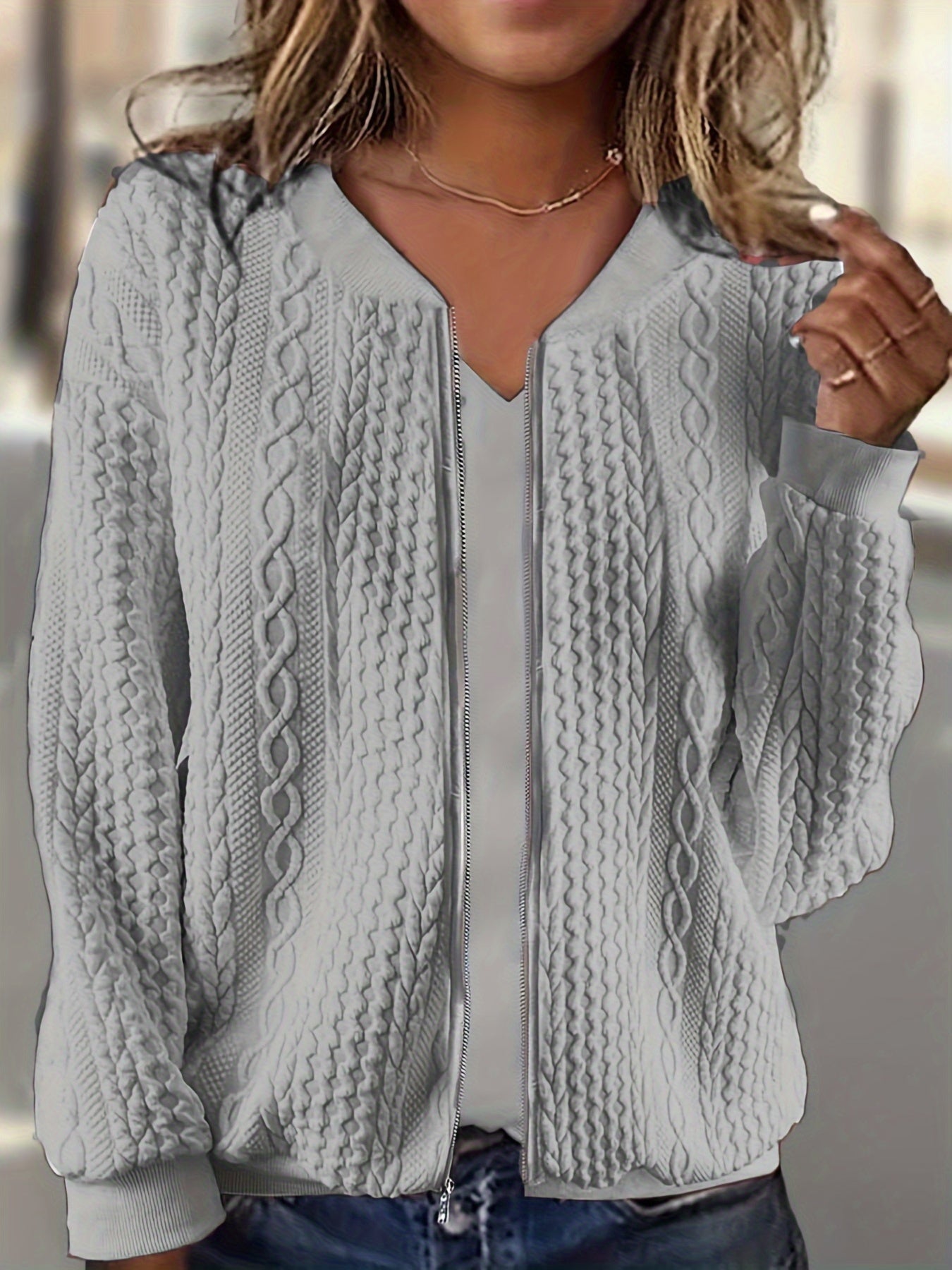 The Claire Sweater™ — Textured Zip Cardigan