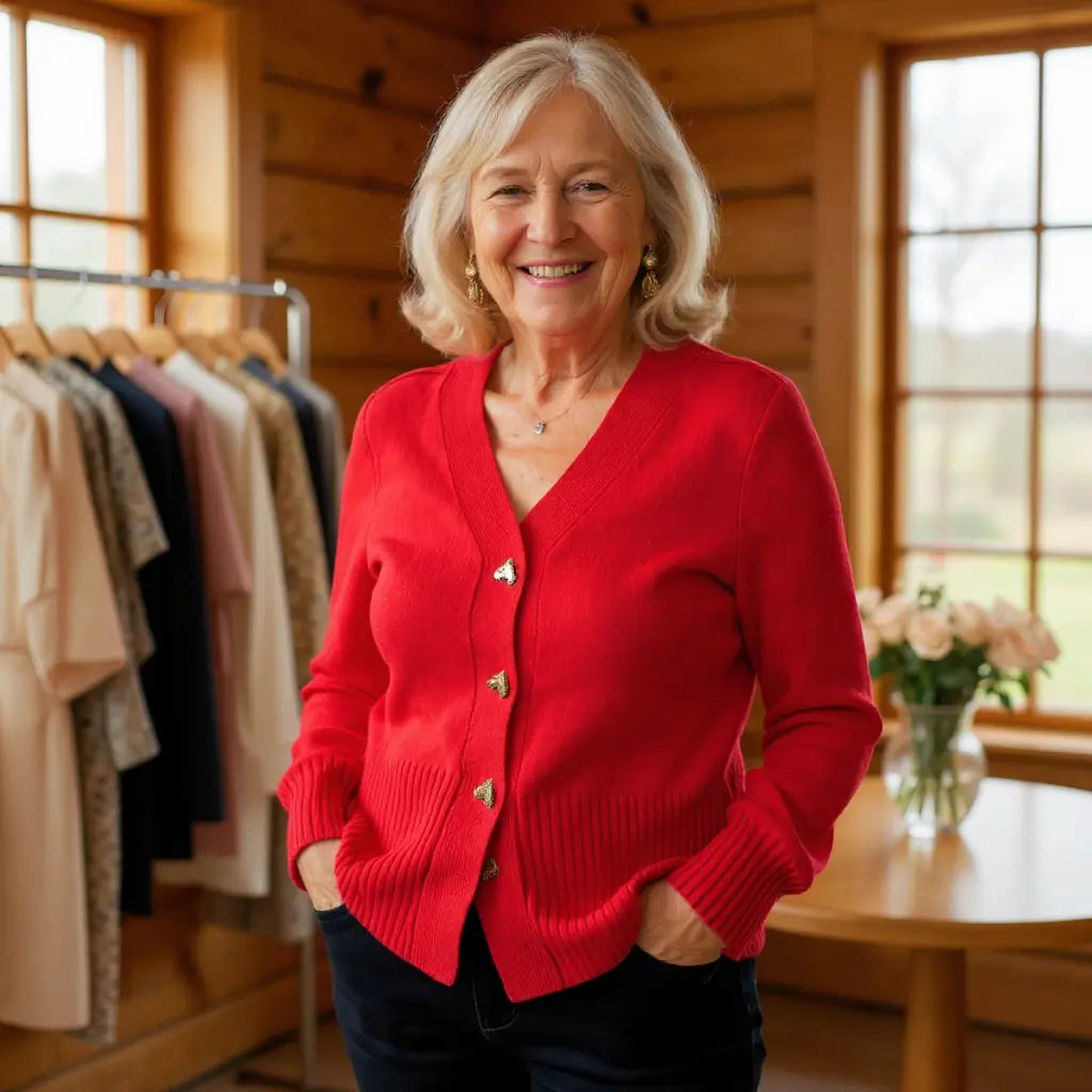 The Lydia Sweater™ — Elegant Heart Button Cardigan