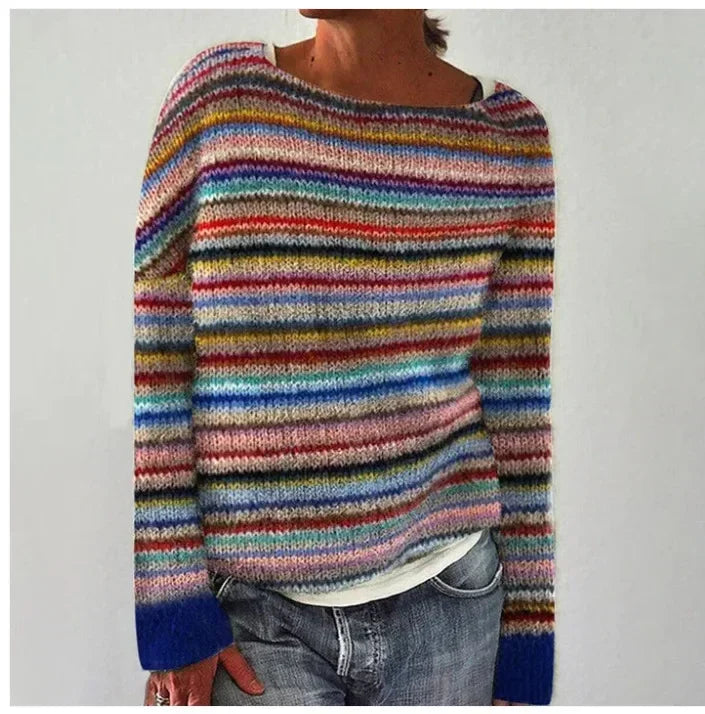 The Joan Sweater™ — Rainbow Stripe Knit