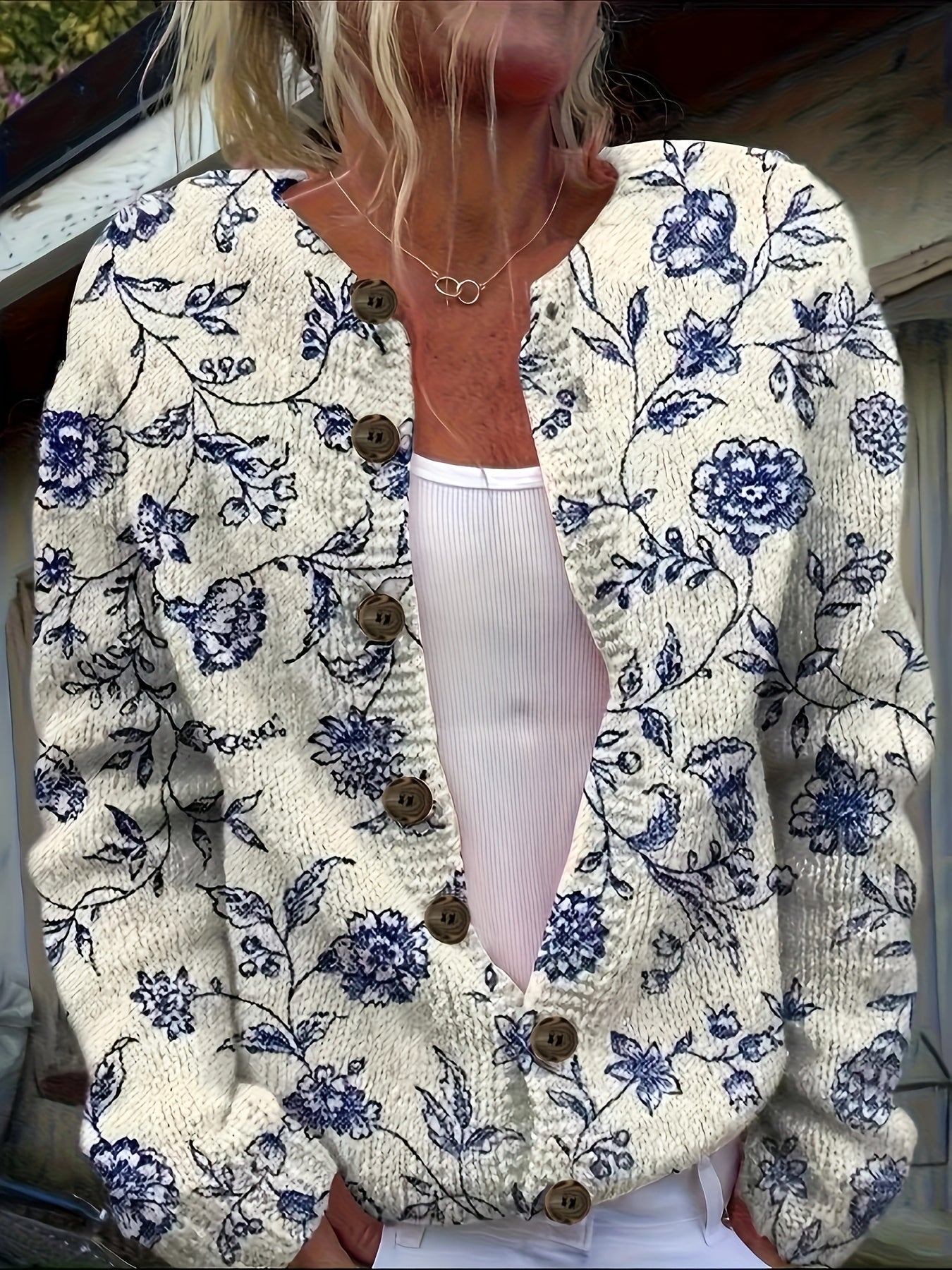 The Margaret Sweater™ — Blue Blossom