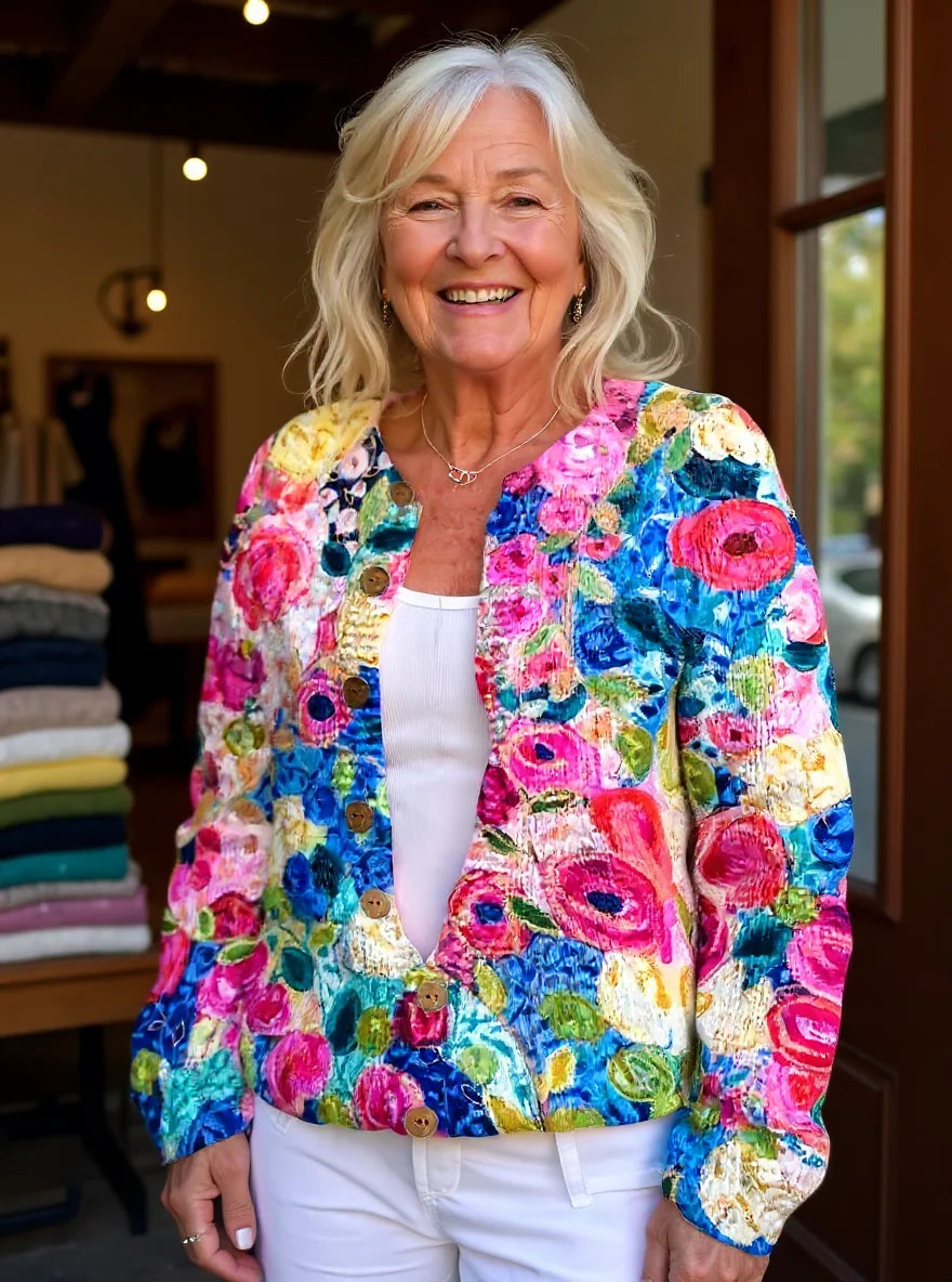The Lillian Sweater™ — Bright Blossom Knit