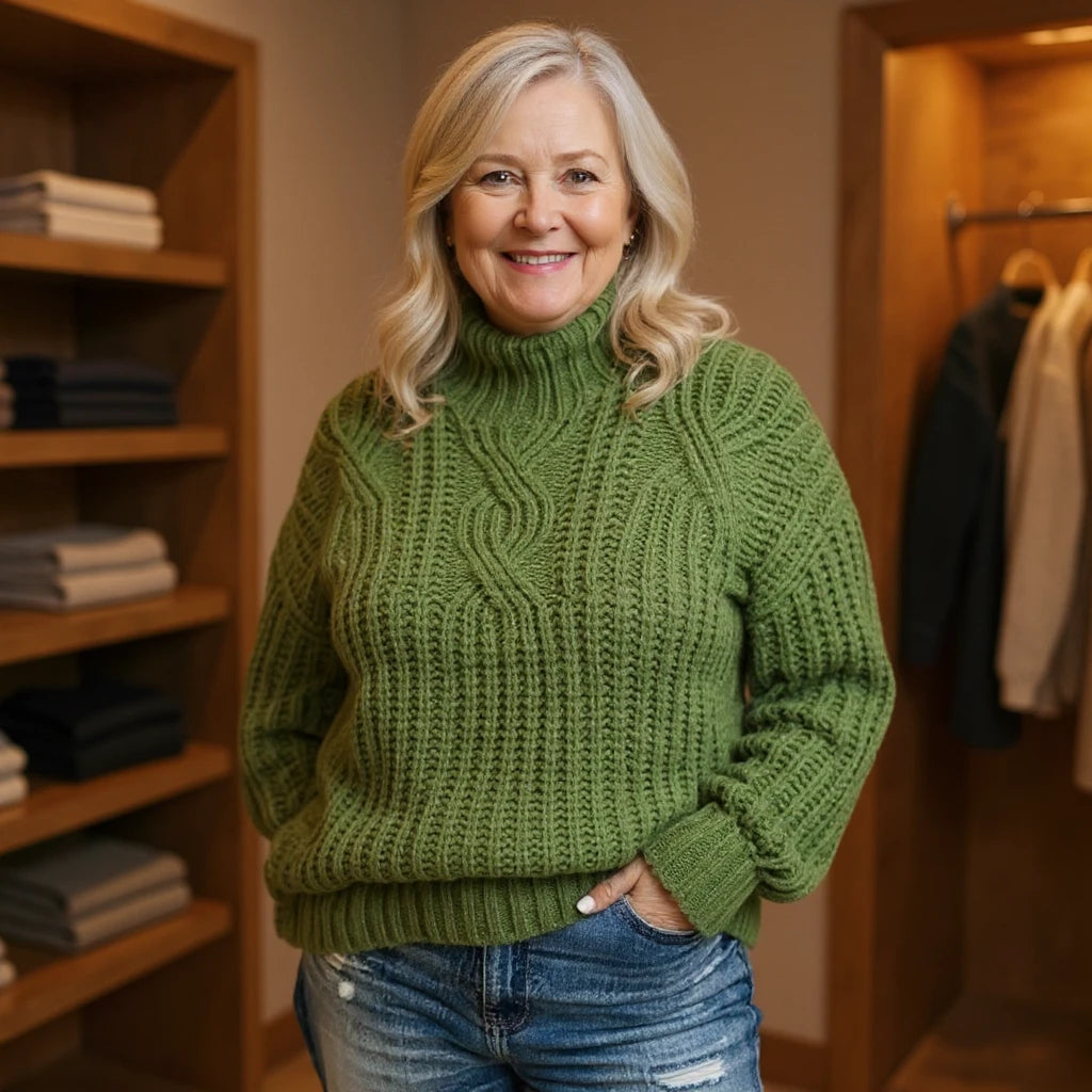 The Harriet Sweater™ — Forest Cable