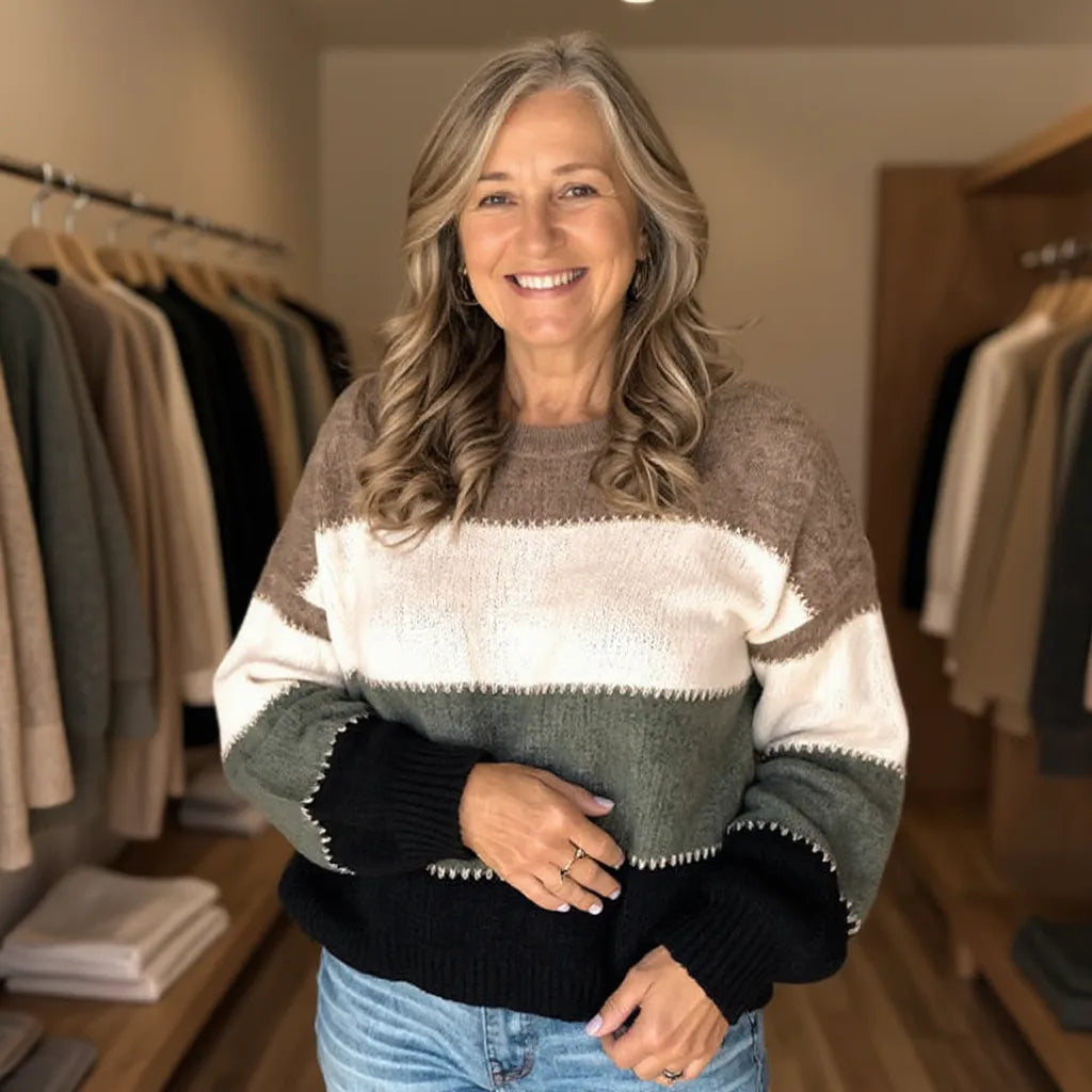 The Linda Sweater™  — Cozy Colorblock